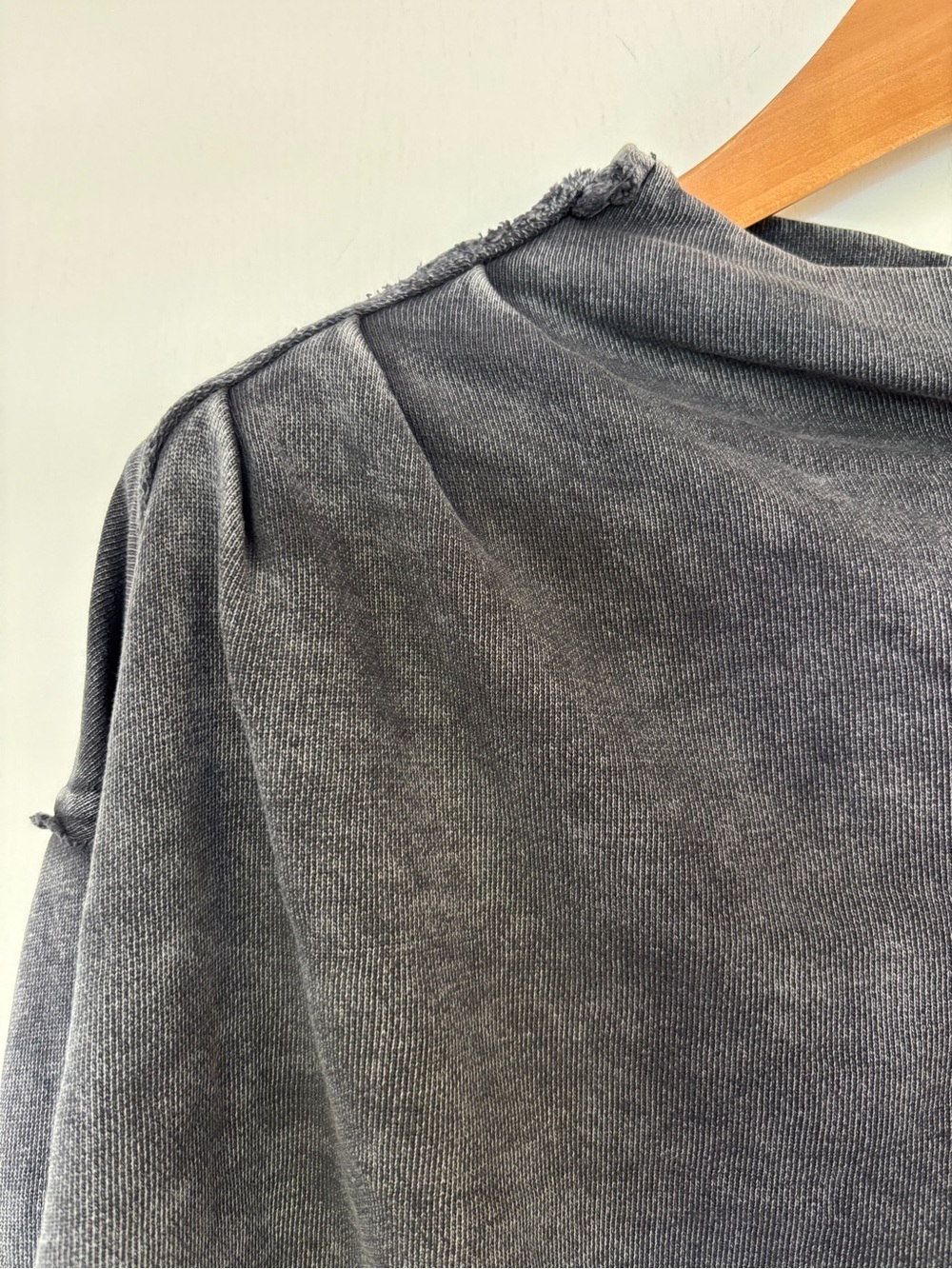 Free People Grey Mock Neck Sweatshirt Size Small Distressed Grunge Whimsigoth - Picture 3 of 11